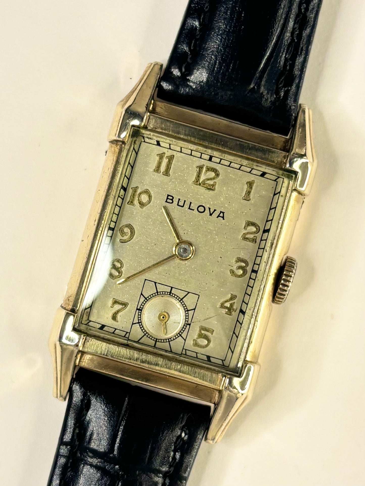 BULOVA 10K Gold Filled Vintage 1950’s *+BOX&PAPERS* Men’s Manual Tank Dress Watch
