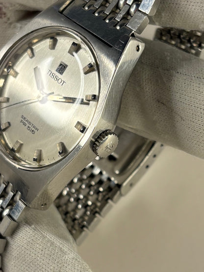 TISSOT Seastar PR 516 Vintage 1970’s *+BOX* Manual Mens Silver Watch