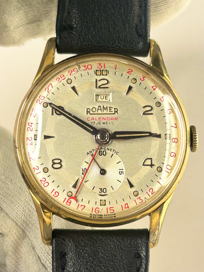 ROAMER Calendar Pointer Vintage 1960’s Men’s Manual Gold Dress Watch