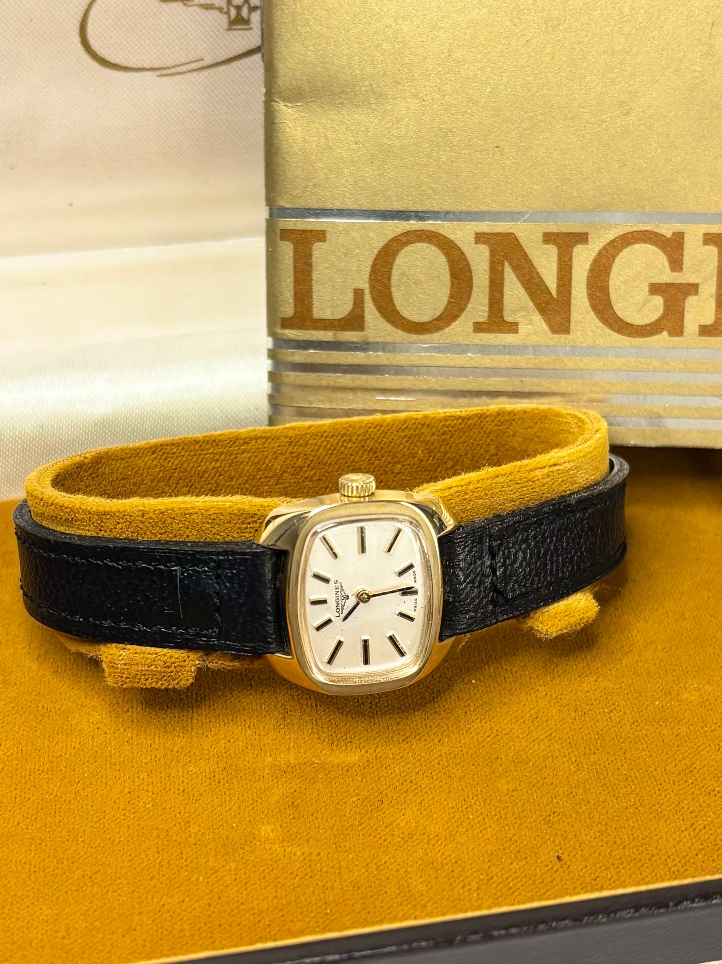 Vintage Longines ref. 12122 watch – c.1976 ladies' gold-plated manual dress watch in good condition with minor age-appropriate marks, complete with original Longines box and sales papers
