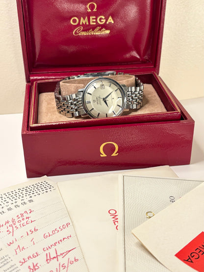 OMEGA Constellation ‘Pie-Pan’ *+BOX&PAPERS* Vintage 1960’s Men’s Automatic Date Silver Watch - 168.004