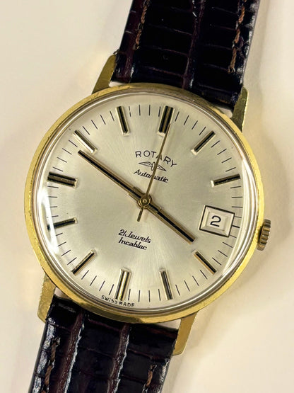 ROTARY Vintage 1970’s Men’s Automatic Date Gold Dress Watch
