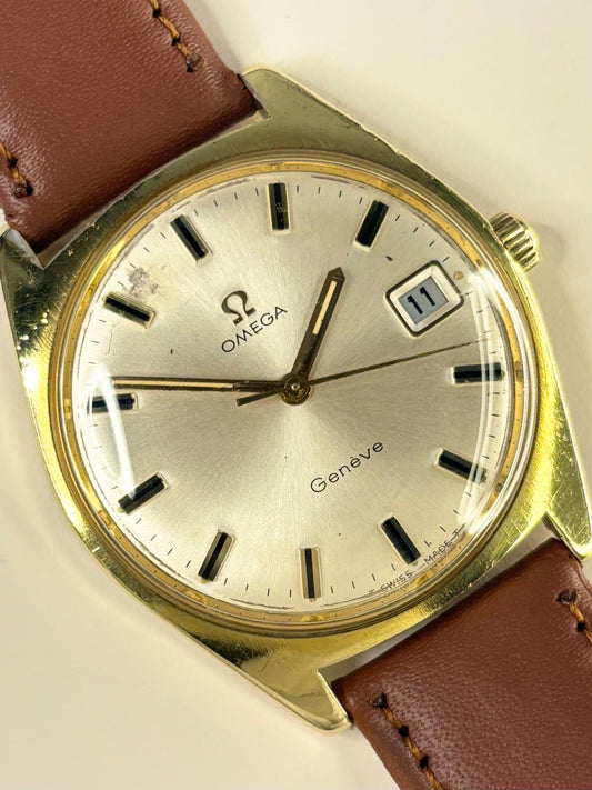 1970 Omega Genève timepiece ref. 136.041 — 35mm gold-plated case, calibre 613 manual wind timekeeper in superb condition