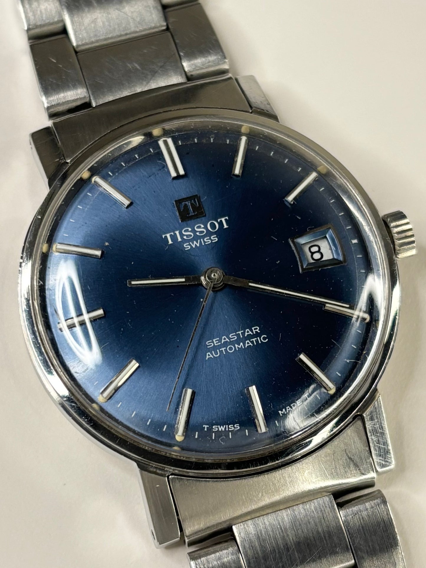 Tissot Seastar *BOXED* Vintage 1970’s Men’s Blue Dial Date Automatic Dress Watch
