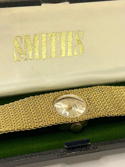 SMITHS Ladies *+BOX&PAPERS* Vintage 1970's Manual Gold Watch