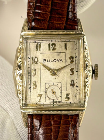 BULOVA Vintage 1950’s *+BOX&PAPERS* 10K Rolled Gold Men’s Manual Sub-Seconds Tank Watch - 10BM