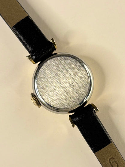 Omega ladies Ref. 1973 gold plated 1970s vintage timekeeper caseback view with hallmark details