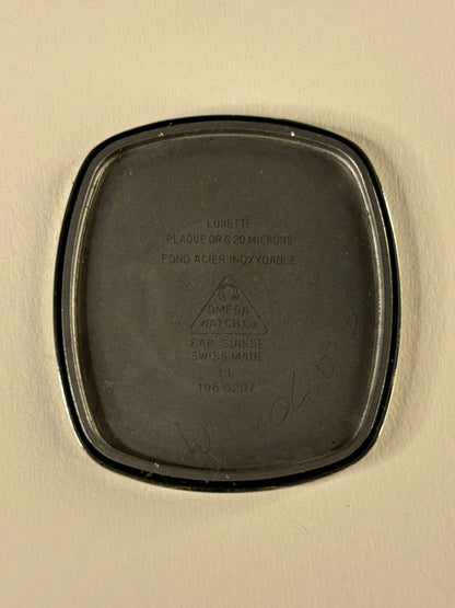 Caseback of Omega De Ville 1979 Ref. 196.0207 vintage men’s quartz watch