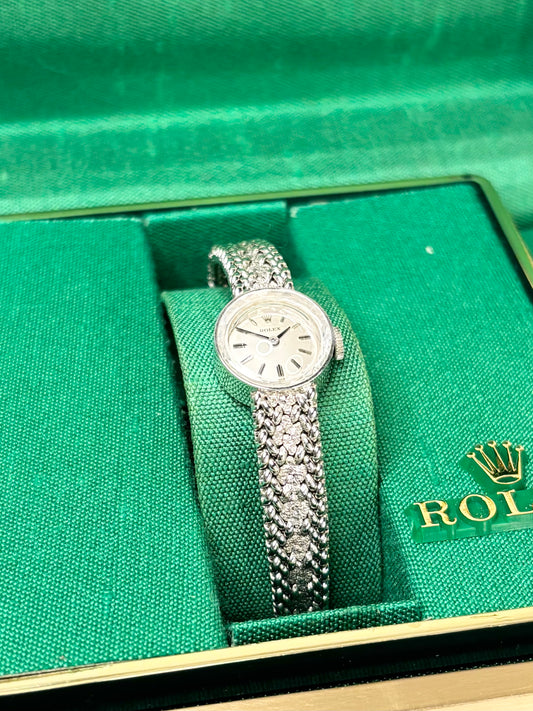 ROLEX 14ct White Gold *+BOX&PAPERS* Vintage 1970’s Ladies Manual Cocktail Watch - 3271