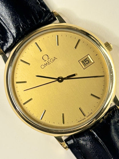 Omega men’s quartz dress watch ref. 396.1012 with gold-toned dial and gold-plated case, c.1991