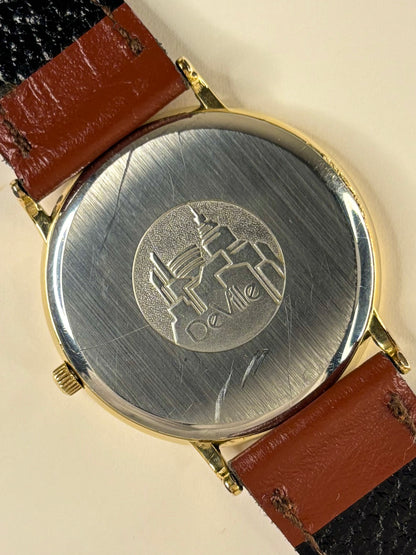 Caseback of Omega De Ville 1989 men’s quartz watch Ref. 196.0312 gold plated