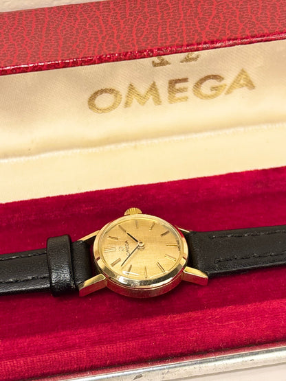 OMEGA Ladies Vintage 1960’s *+BOX* Linen Dial Manual Gold Dress Watch - 511.184