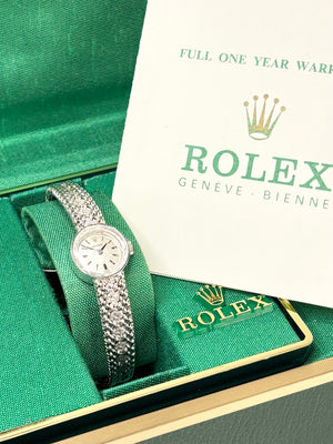 ROLEX 14ct White Gold *+BOX&PAPERS* Vintage 1970’s Ladies Manual Cocktail Watch - 3271