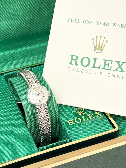ROLEX 14ct White Gold *+BOX&PAPERS* Vintage 1970’s Ladies Manual Cocktail Watch - 3271