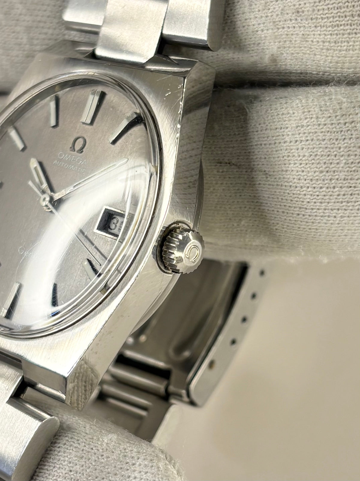 OMEGA Geneve Vintage 1970’s *+BOX* Automatic Men’s Grey Dial Silver Watch - 166.099