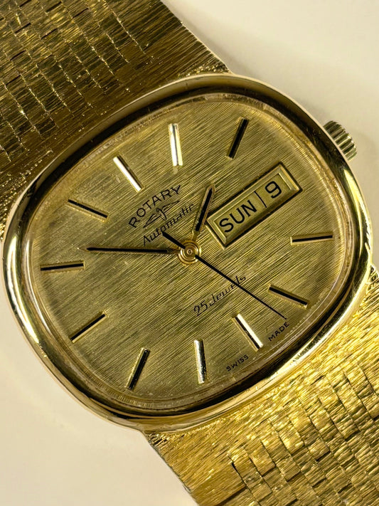 ROTARY Vintage 1970’s Men’s Automatic Day Date Gold Dress Watch - 544