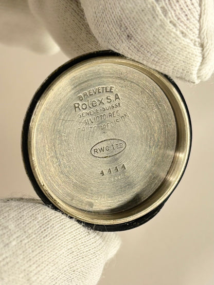 Rolex vintage men’s watch ref. 4444 with manual wind movement, serial 357XXX, c.1944 caseback view