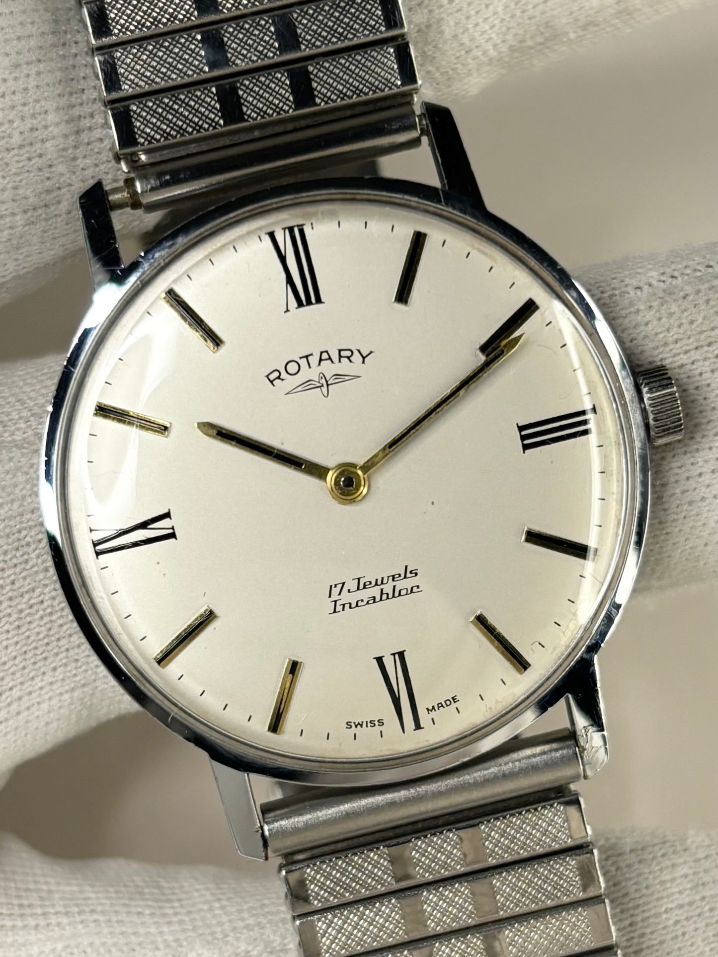 ROTARY Vintage 1960’s *+BOX&PAPERS* Men’s Manual Silver Dress Watch