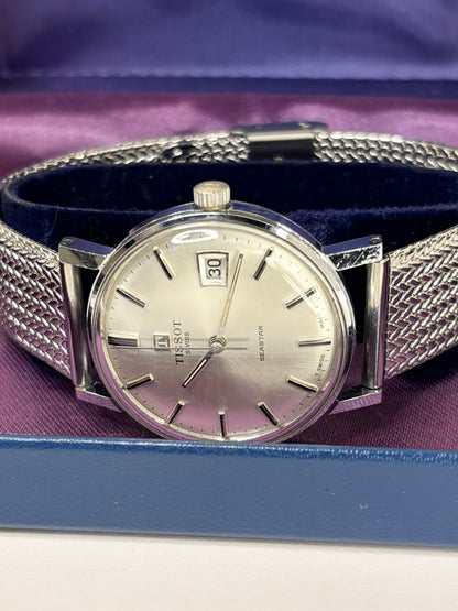 TISSOT Seastar Vintage 1970’s *+BOX&PAPERS* Men’s Manual Date Silver Watch
