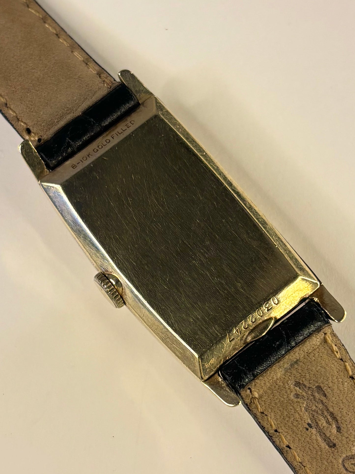 BULOVA 10K Gold Filled Vintage *RARE* 1950’s Men’s Manual Black Dial Tank Watch