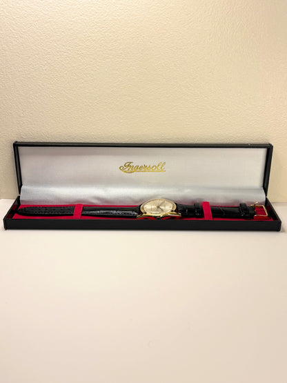 Refined Ingersoll 1966 men’s gold plated vintage dress timekeeper with minimalist design