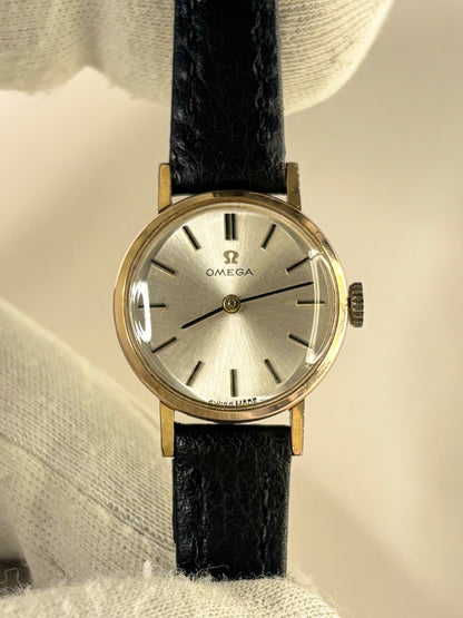 Vintage Omega watch – c.1965 ladies' gold-plated manual dress watch with white sunburst dial, in good condition with minor age-appropriate marks