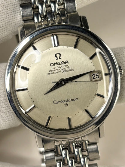 OMEGA Constellation ‘Pie-Pan’ *+BOX&PAPERS* Vintage 1960’s Men’s Automatic Date Silver Watch - 168.004