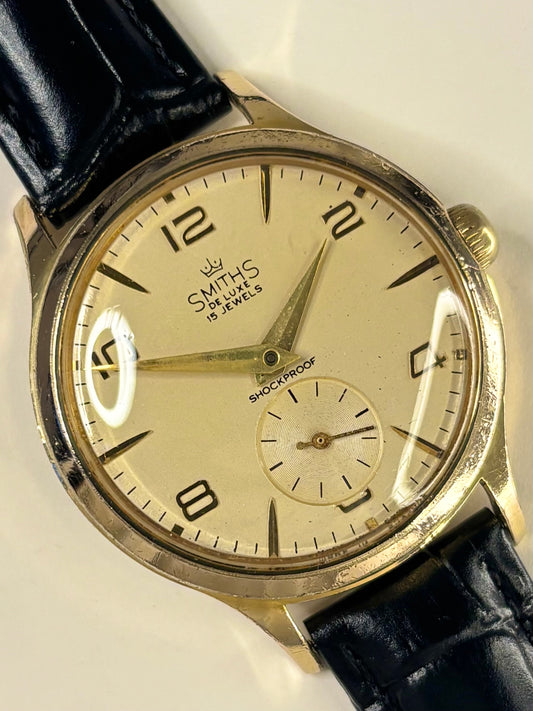 SMITHS De Luxe Vintage 1960’s Men’s Manual Sub-Seconds Gold Dress Watch