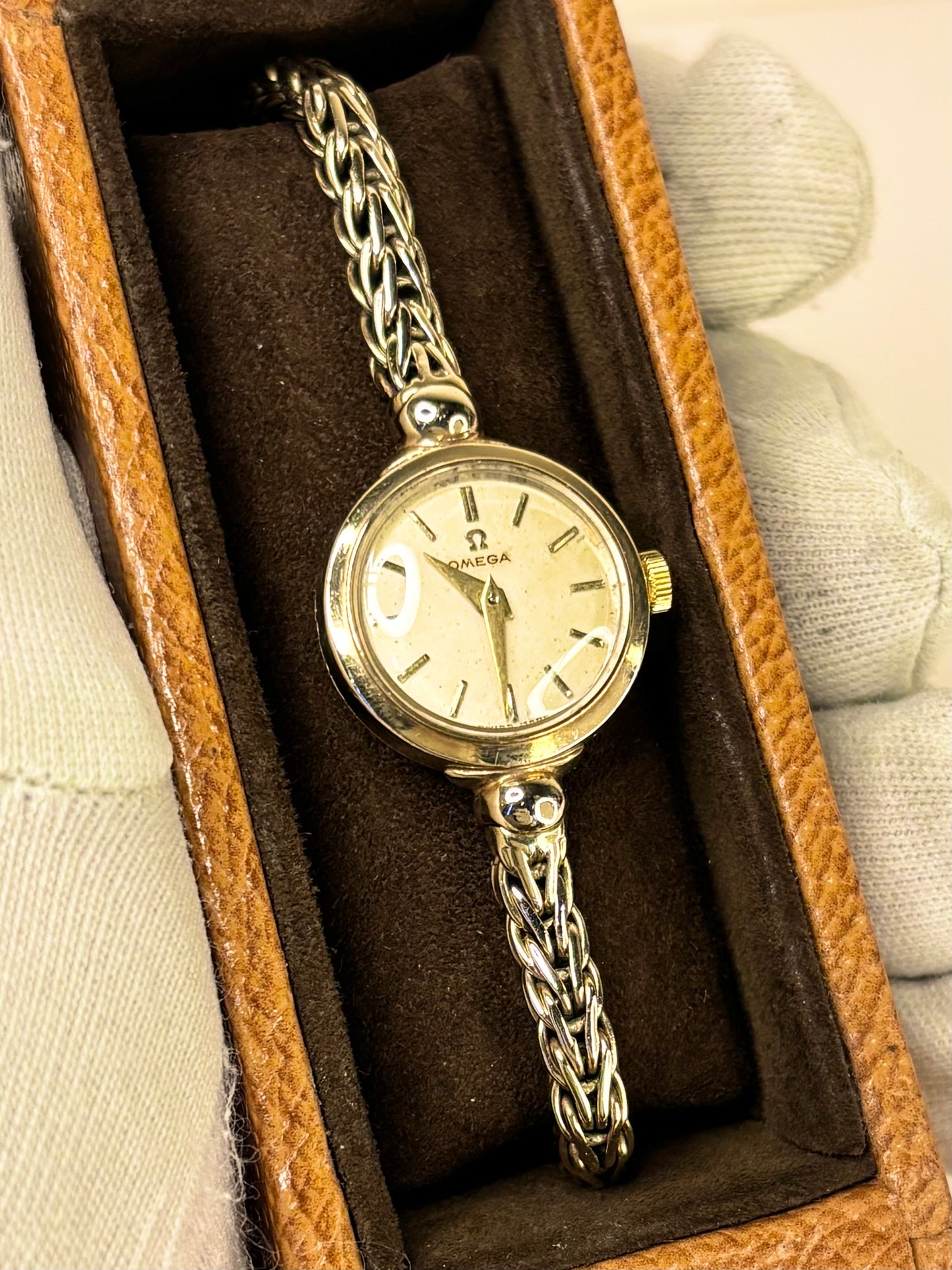 OMEGA 9ct Gold *+BOX* Ladies Vintage 1950’s Manual Cocktail Watch - 77824