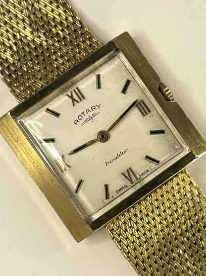 Rotary Ref. 1967 men’s 1967 dress timekeeper with gold plated case, white dial, manual movement and original box