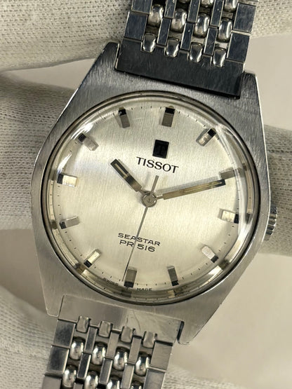 TISSOT Seastar PR 516 Vintage 1970’s *+BOX* Manual Mens Silver Watch