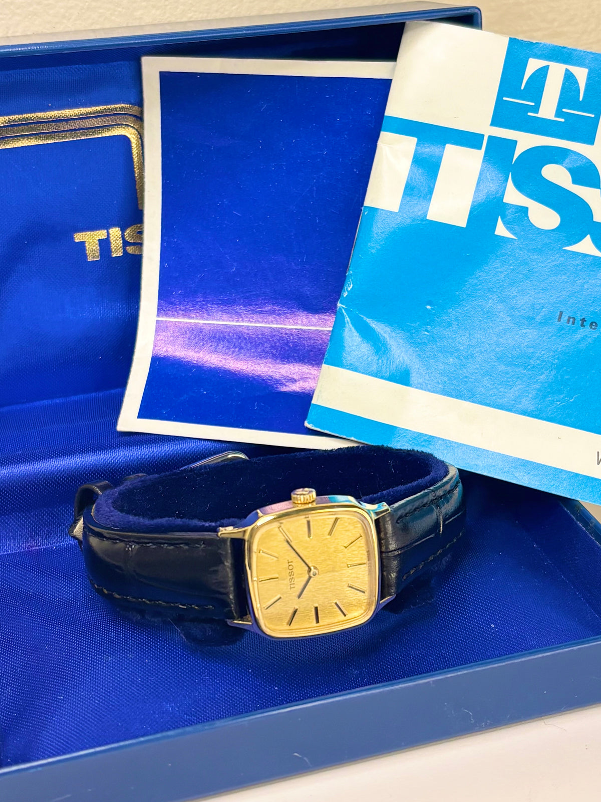 TISSOT Ladies Vintage 1970’s *+BOX&PAPERS* Manual Gold Square Dress Watch