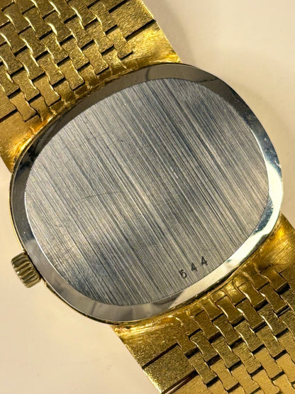 Rotary 1972 gold plated men’s vintage dress timekeeper caseback view with hallmark details