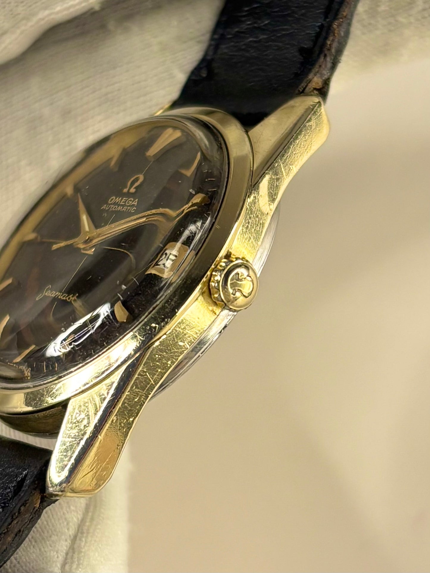 OMEGA Seamaster Vintage 1960’s *+BOX* Men’s Automatic Black Dial Gold Dress Watch