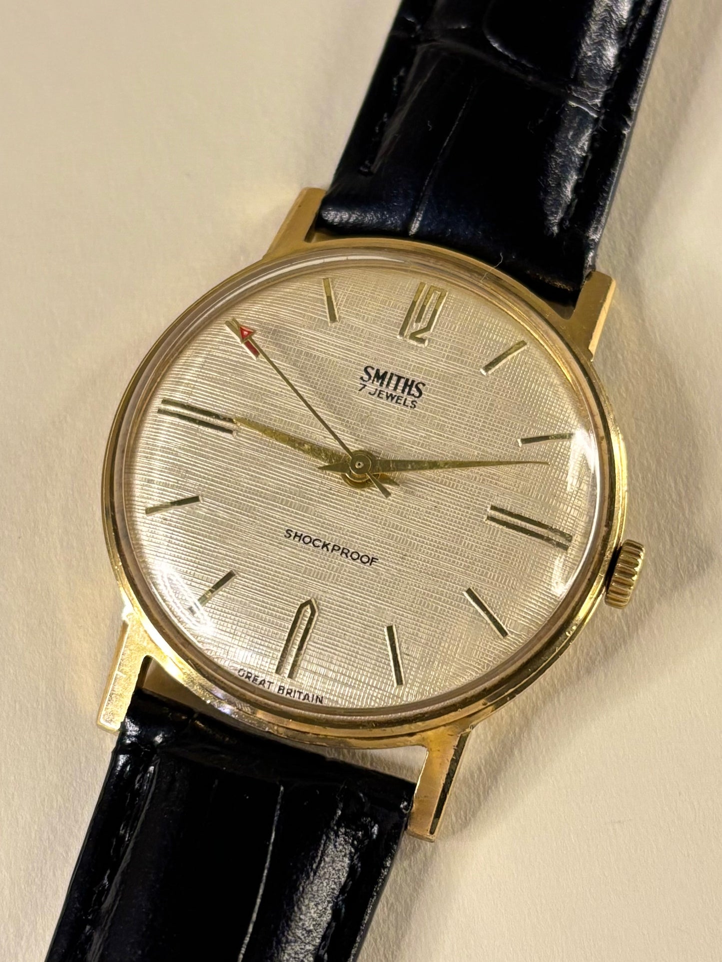 Smiths Linen Dial Vintage 1960’s Men’s Gold Dress Watch