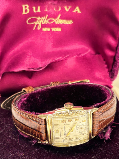 1953 Bulova dress timepiece ref. 10BM — 26mm rolled gold case, manual wind movement timekeeper with original box and sales manuals