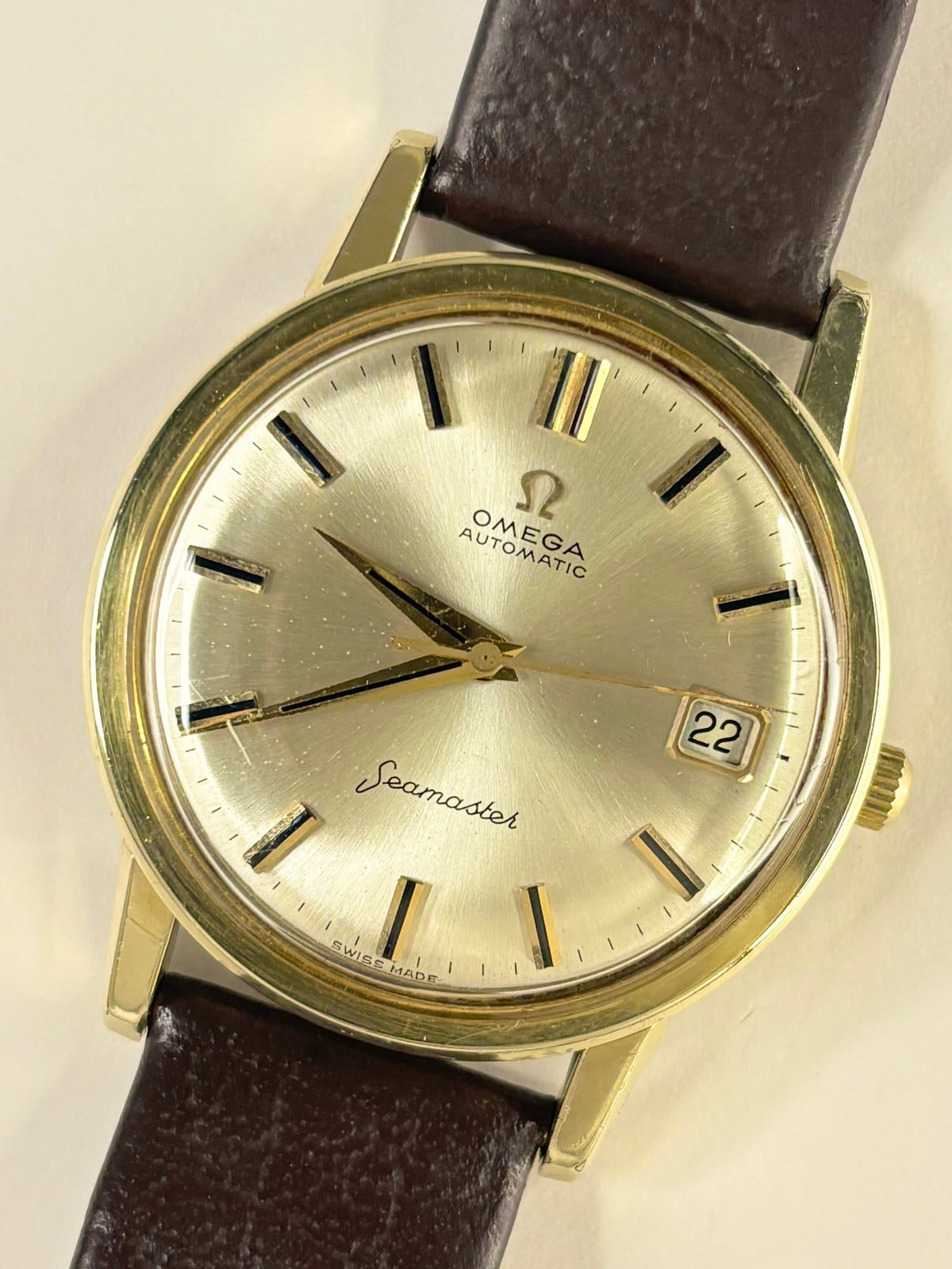OMEGA Seamaster Vintage 1960’s Men’s Automatic Date Gold Dress Watch - 166.003