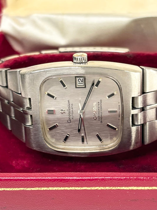 Vintage Omega Constellation ref. 168.047 watch – c.1972 men's stainless steel automatic dress watch in good condition with minor age-appropriate marks, complete with original box, by ar collectables 