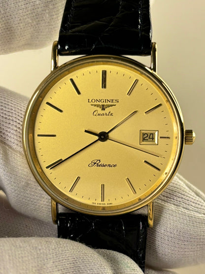 Authentic 1993 Longines Presence vintage timekeeper superb condition solid gold