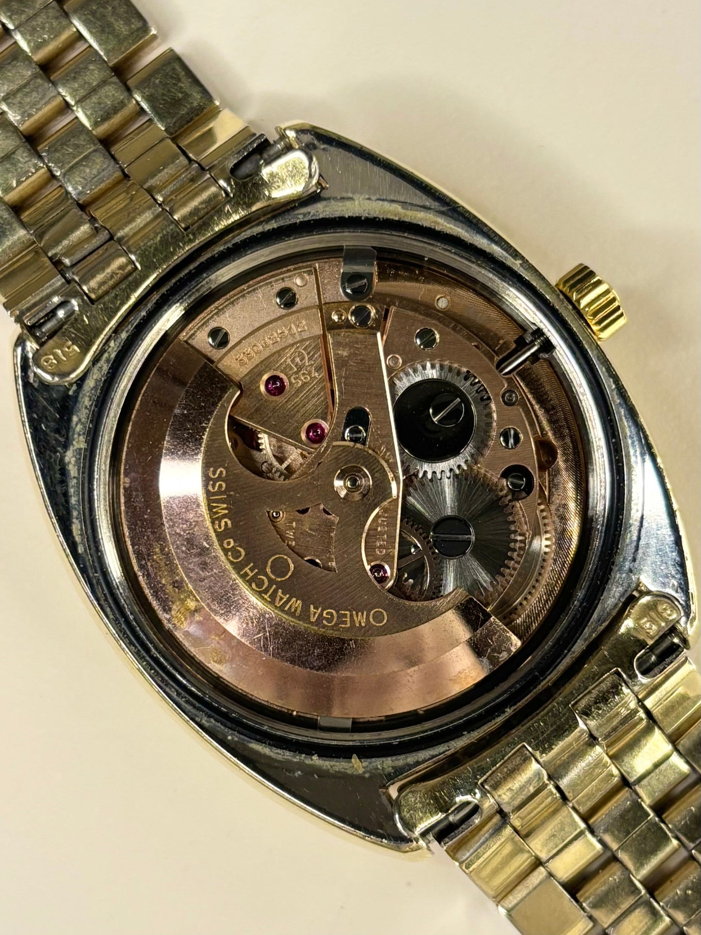 OMEGA Constellation *+BOX* Linen Dial Vintage 1970’s Men’s Automatic Gold Dress Watch  - 168.017