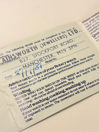 ROTARY Vintage 1980’s *+BOX&PAPERS* Men’s Manual Gold Dress Watch