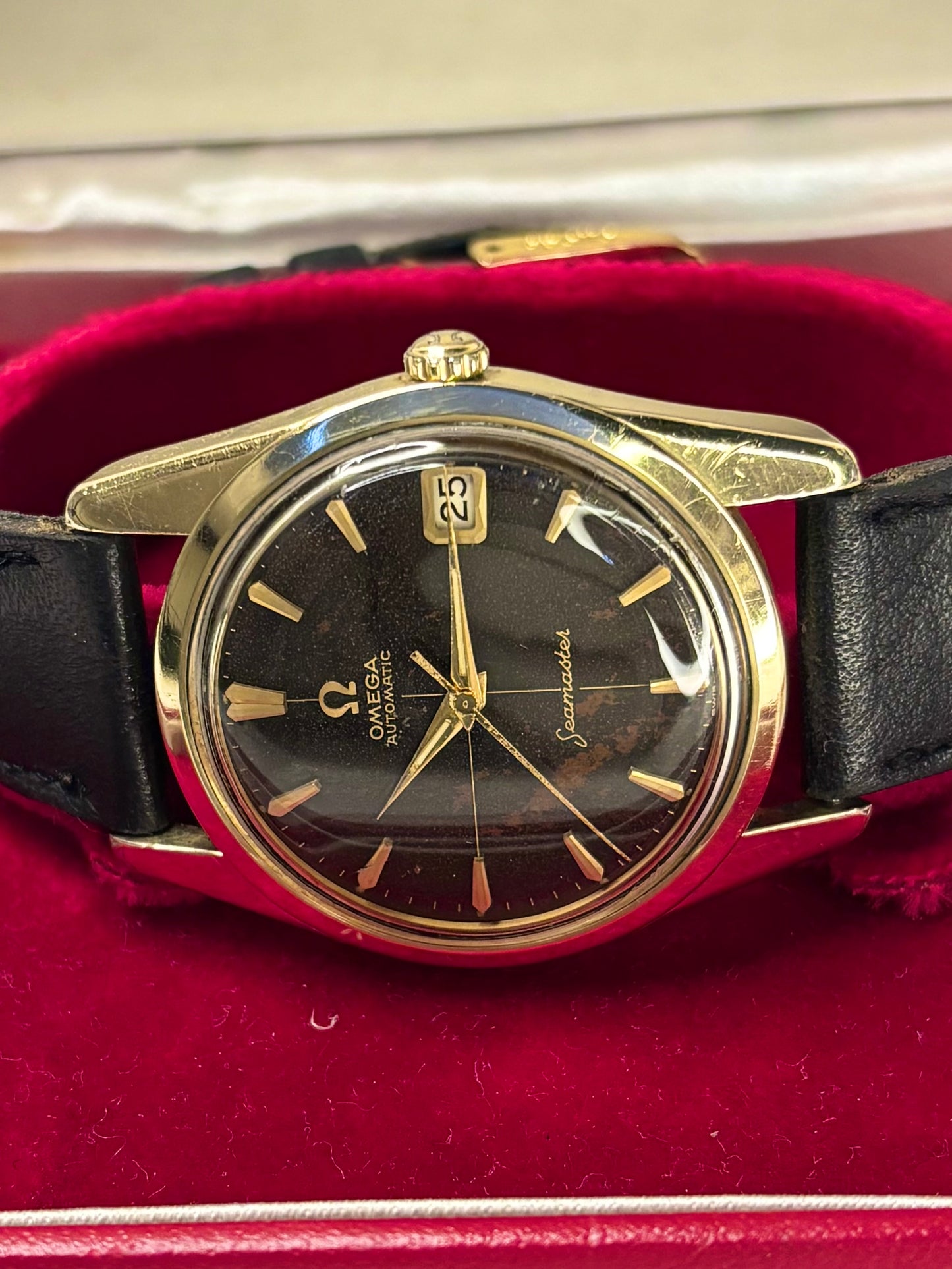 OMEGA Seamaster Vintage 1960’s *+BOX* Men’s Automatic Black Dial Gold Dress Watch