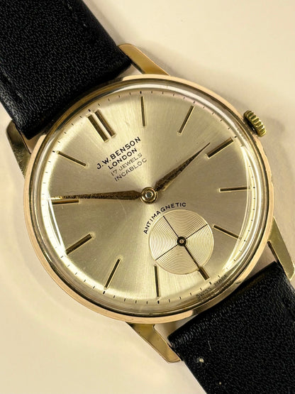 J W BENSON Vintage 1960’s Men’s Manual Sub-Seconds Gold Dress Watch