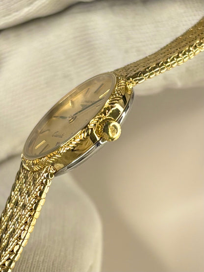 Side view of Longines ref. 6632 ladies quartz watch with gold-toned dial and 21mm case