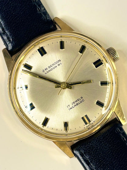 J W BENSON Vintage 1970’s Men’s Manual Gold Dress Watch