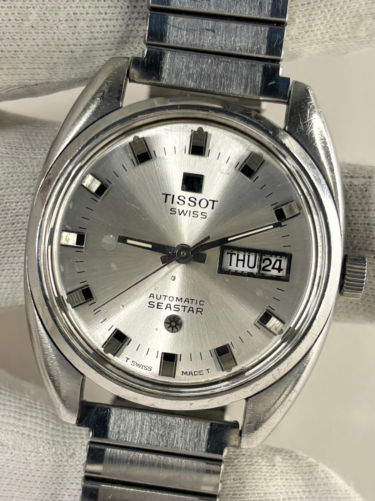 TISSOT Seastar Vintage 1960’s *+BOX* Men’s Automatic Day Date Silver Watch
