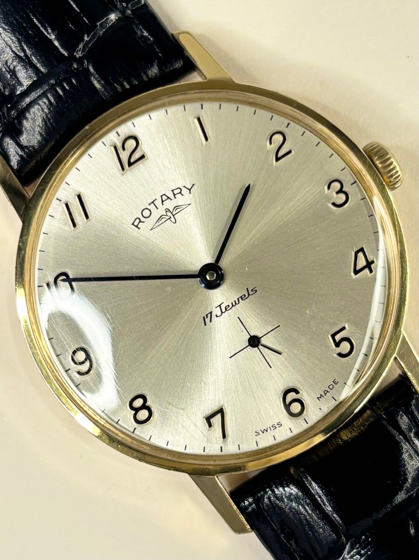 ROTARY Vintage 1970’s *+BOX&PAPERS* Men’s Manual Sub-Seconds Gold Dress Watch