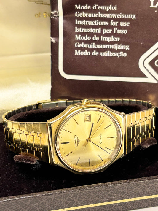 LONGINES Vintage 1980’s *+BOX&PAPERS* Men’s Date Gold Watch