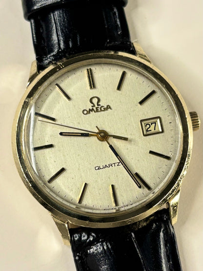 Collectible Omega Ref. 196.0119 1978 vintage timekeeper featuring gold plated case and classic dial design