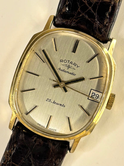 ROTARY Vintage 1970’s *+BOX* Men’s Automatic Date Gold Dress Watch
